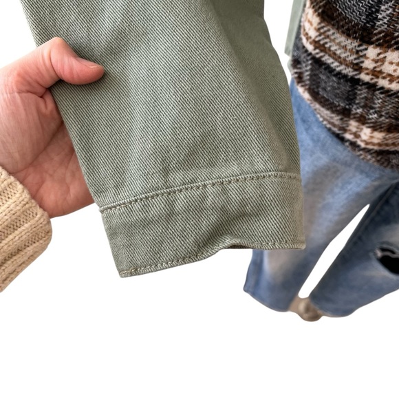 Green and plaid button down 100% cotton lightweight chore coat M - Picture 8 of 14